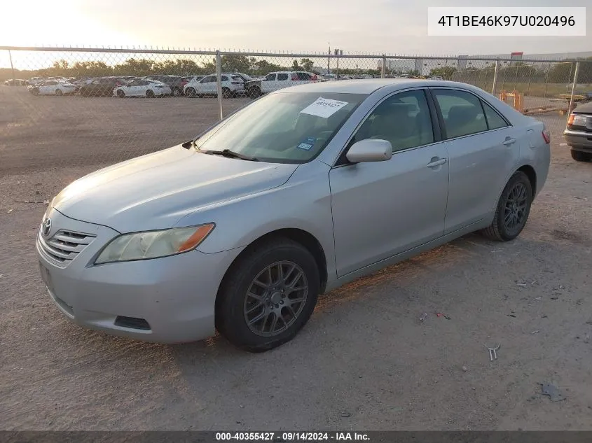 4T1BE46K97U020496 2007 Toyota Camry Le