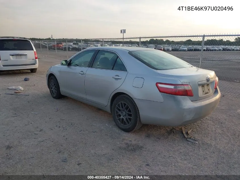 4T1BE46K97U020496 2007 Toyota Camry Le