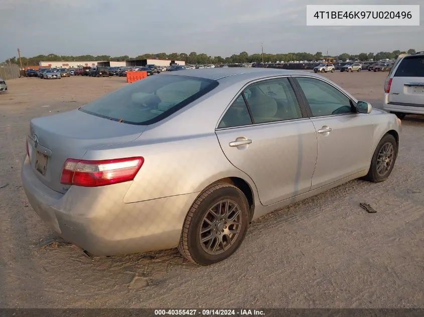 4T1BE46K97U020496 2007 Toyota Camry Le