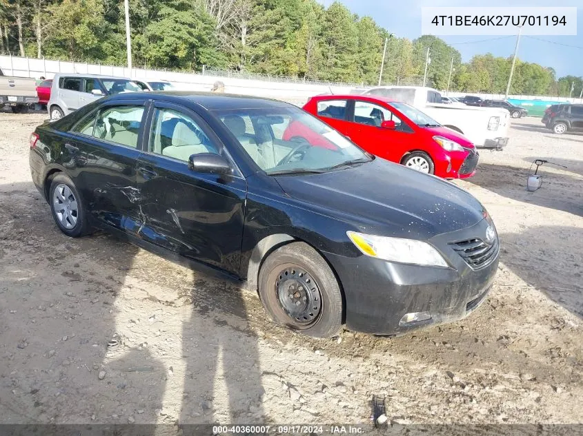 2007 Toyota Camry Le VIN: 4T1BE46K27U701194 Lot: 40360007