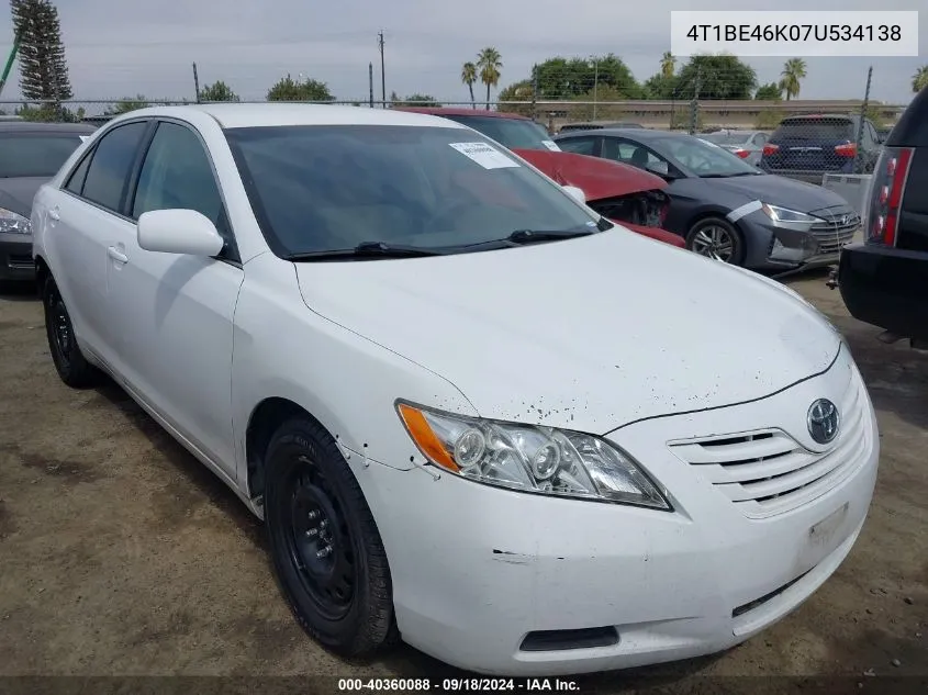 2007 Toyota Camry Ce VIN: 4T1BE46K07U534138 Lot: 40360088