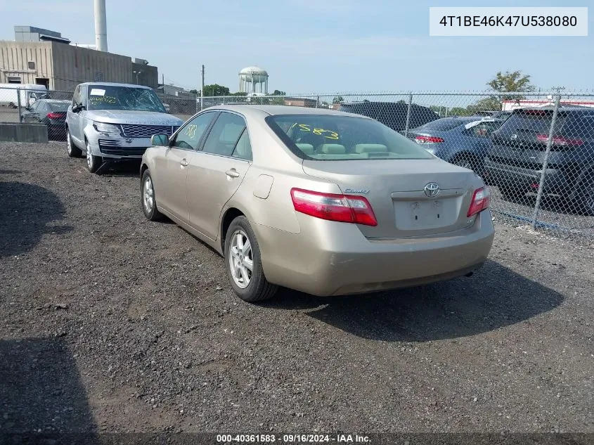 2007 Toyota Camry Le VIN: 4T1BE46K47U538080 Lot: 40361583