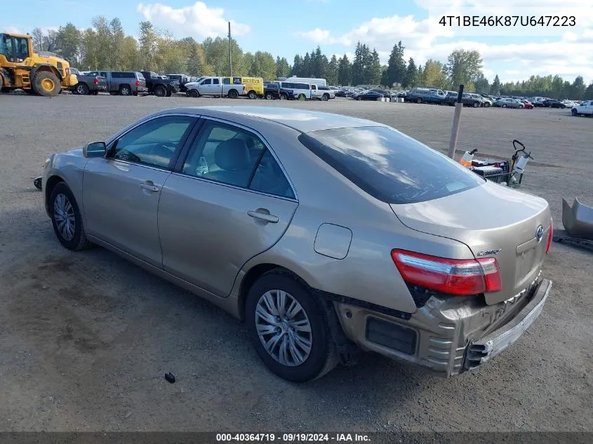 4T1BE46K87U647223 2007 Toyota Camry Le