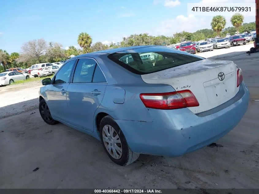 2007 Toyota Camry Le VIN: 4T1BE46K87U679931 Lot: 40368442