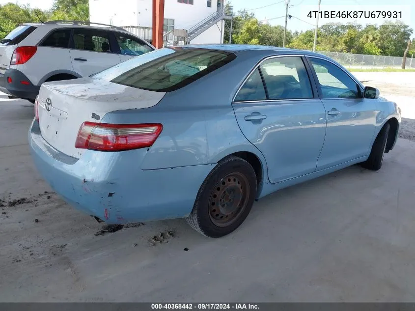 2007 Toyota Camry Le VIN: 4T1BE46K87U679931 Lot: 40368442