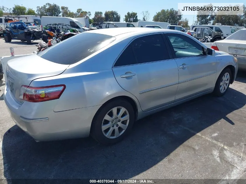 2007 Toyota Camry Hybrid VIN: JTNBB46K873032105 Lot: 40370344