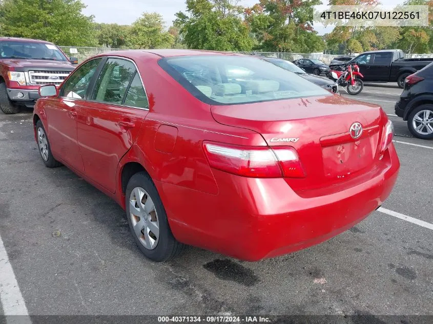 2007 Toyota Camry Le VIN: 4T1BE46K07U122561 Lot: 40371334