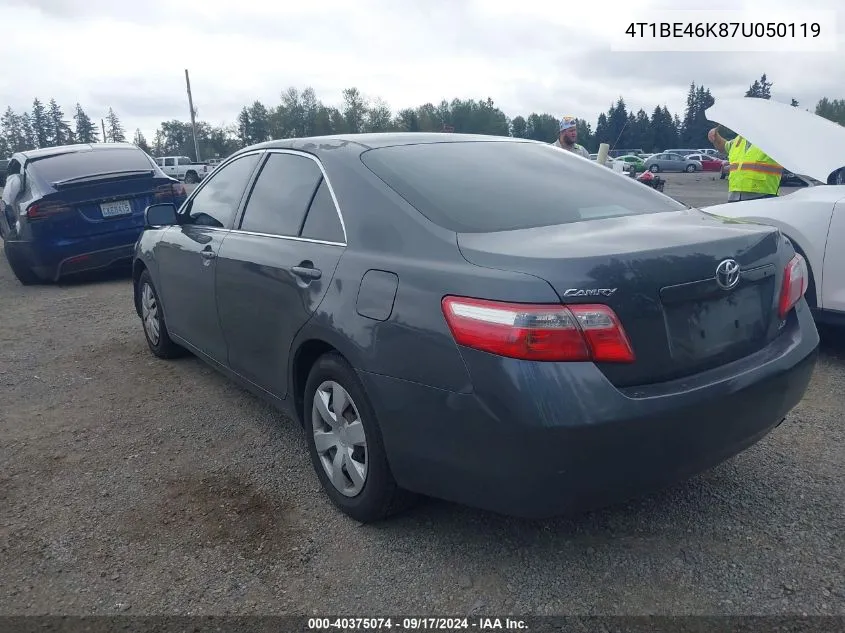 2007 Toyota Camry Le VIN: 4T1BE46K87U050119 Lot: 40375074