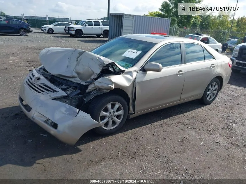 2007 Toyota Camry Le VIN: 4T1BE46K47U519707 Lot: 40378971