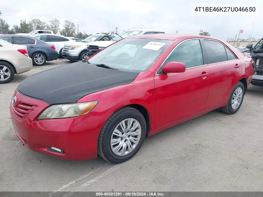 2007 Toyota Camry Le VIN: 4T1BE46K27U046650 Lot: 40381291