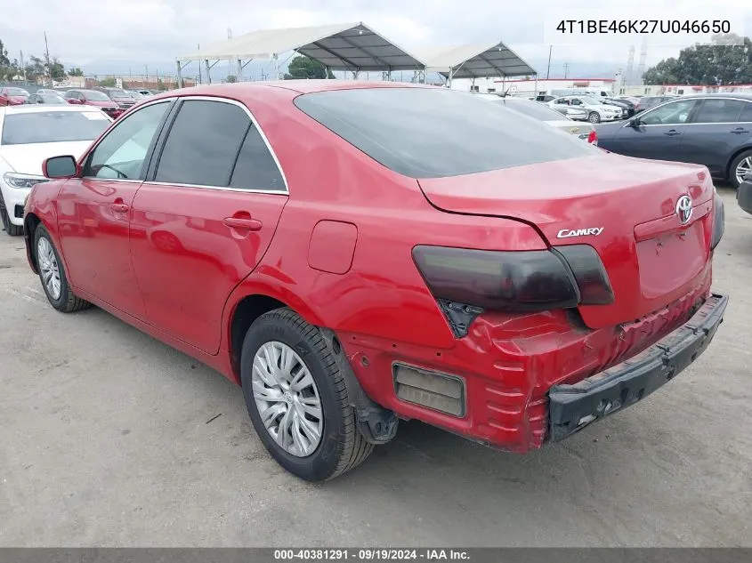 2007 Toyota Camry Le VIN: 4T1BE46K27U046650 Lot: 40381291