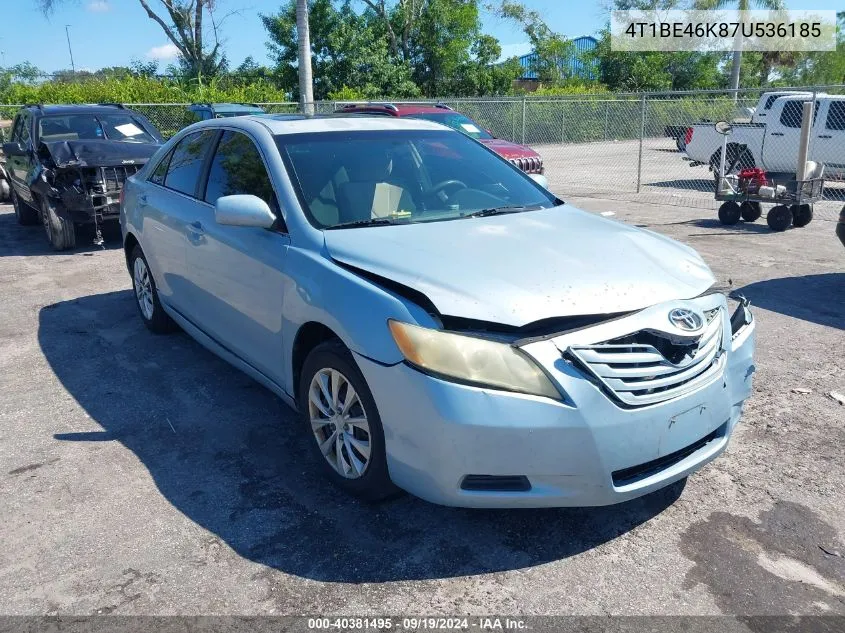 4T1BE46K87U536185 2007 Toyota Camry Le