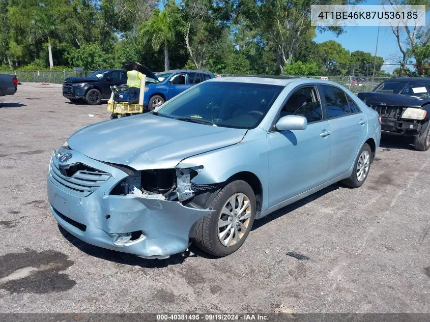 4T1BE46K87U536185 2007 Toyota Camry Le