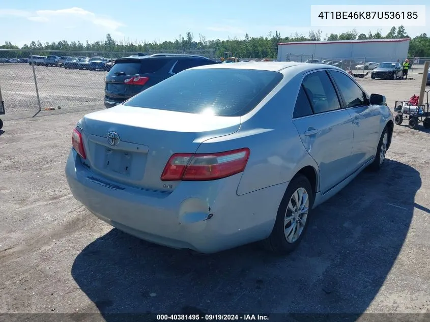 2007 Toyota Camry Le VIN: 4T1BE46K87U536185 Lot: 40381495