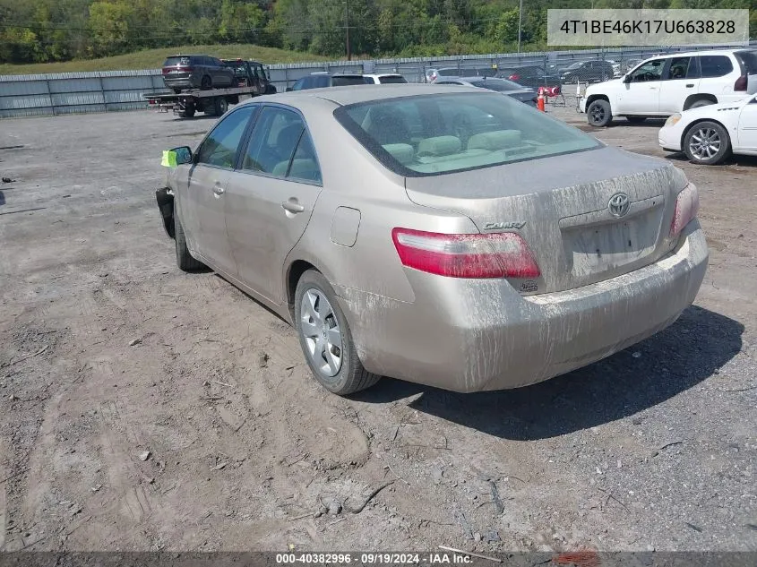 2007 Toyota Camry Le VIN: 4T1BE46K17U663828 Lot: 40382996