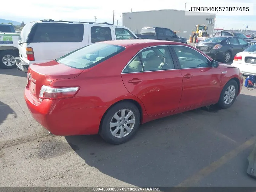 2007 Toyota Camry Hybrid VIN: JTNBB46K573027685 Lot: 40383898