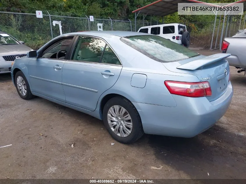 2007 Toyota Camry Le VIN: 4T1BE46K37U653382 Lot: 40389652