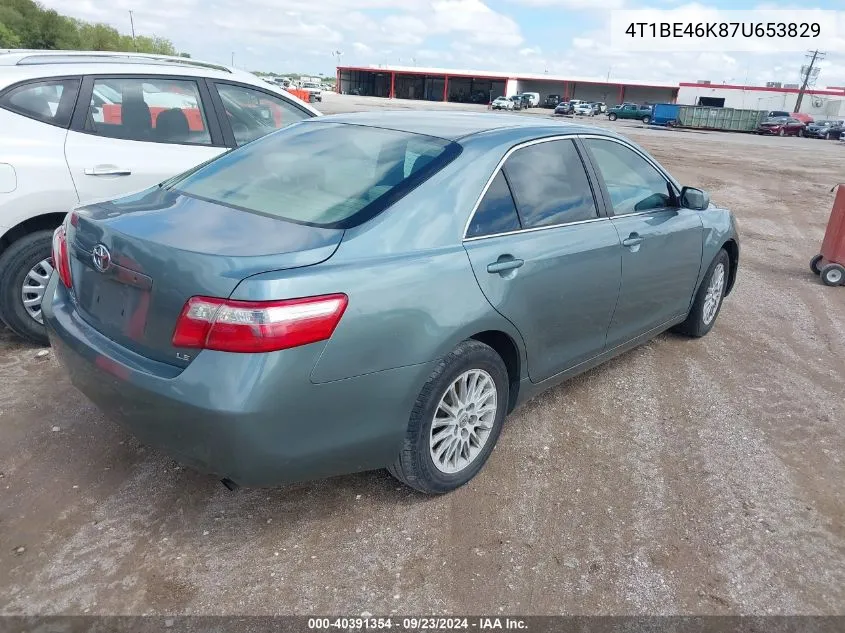 2007 Toyota Camry Le VIN: 4T1BE46K87U653829 Lot: 40391354