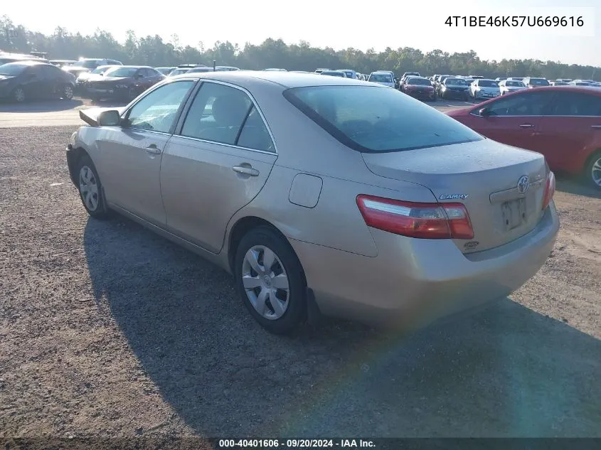 2007 Toyota Camry Le VIN: 4T1BE46K57U669616 Lot: 40401606