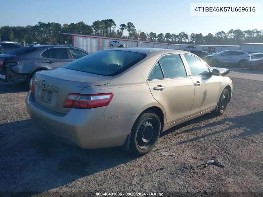 2007 Toyota Camry Le VIN: 4T1BE46K57U669616 Lot: 40401606