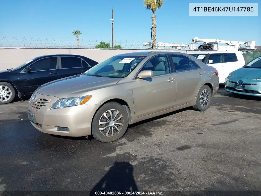 2007 Toyota Camry Le VIN: 4T1BE46K47U147785 Lot: 40402886