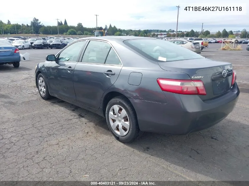 2007 Toyota Camry Le VIN: 4T1BE46K27U161118 Lot: 40403121