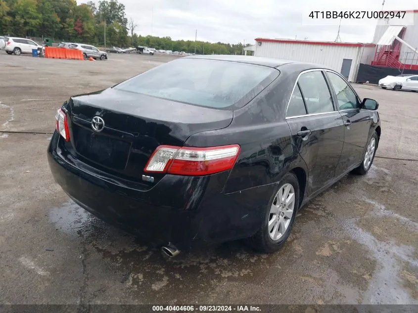 2007 Toyota Camry Hybrid VIN: 4T1BB46K27U002947 Lot: 40404606