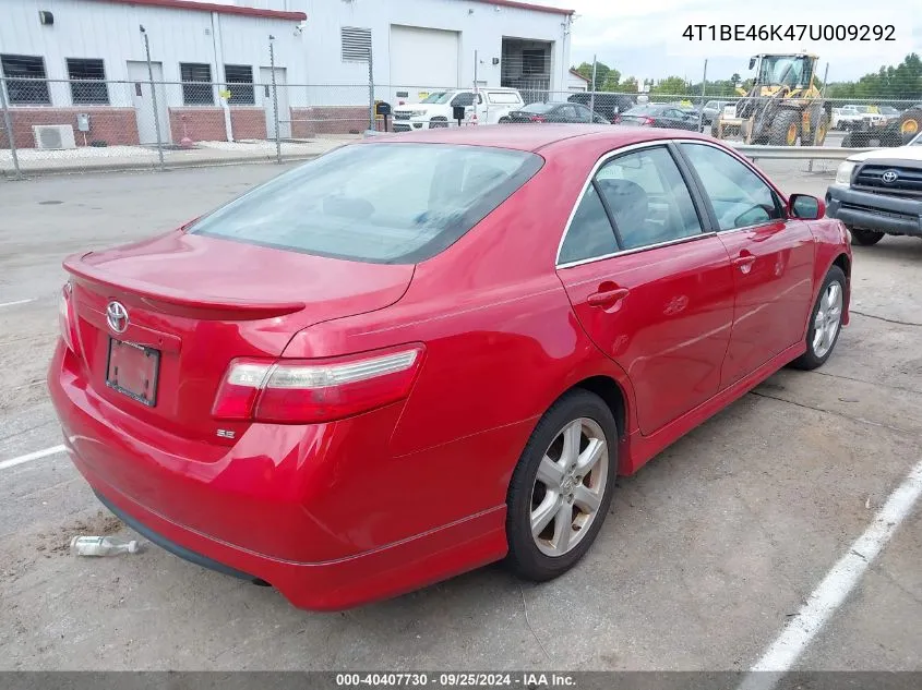 2007 Toyota Camry Se VIN: 4T1BE46K47U009292 Lot: 40407730