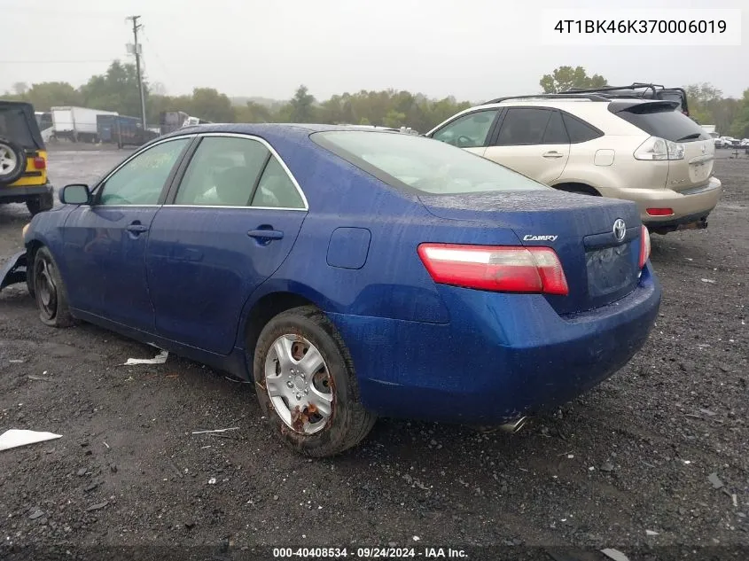 2007 Toyota Camry Le/Xle/Se VIN: 4T1BK46K370006019 Lot: 40408534