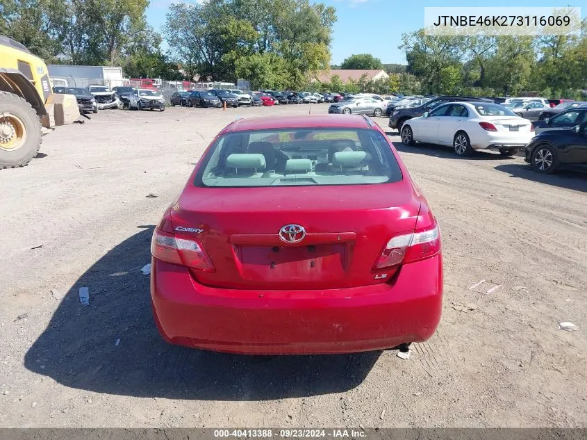 2007 Toyota Camry Ce/Le/Xle/Se VIN: JTNBE46K273116069 Lot: 40413388