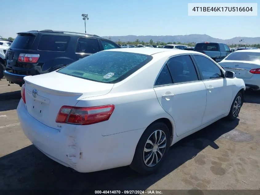 2007 Toyota Camry Le VIN: 4T1BE46K17U516604 Lot: 40414070