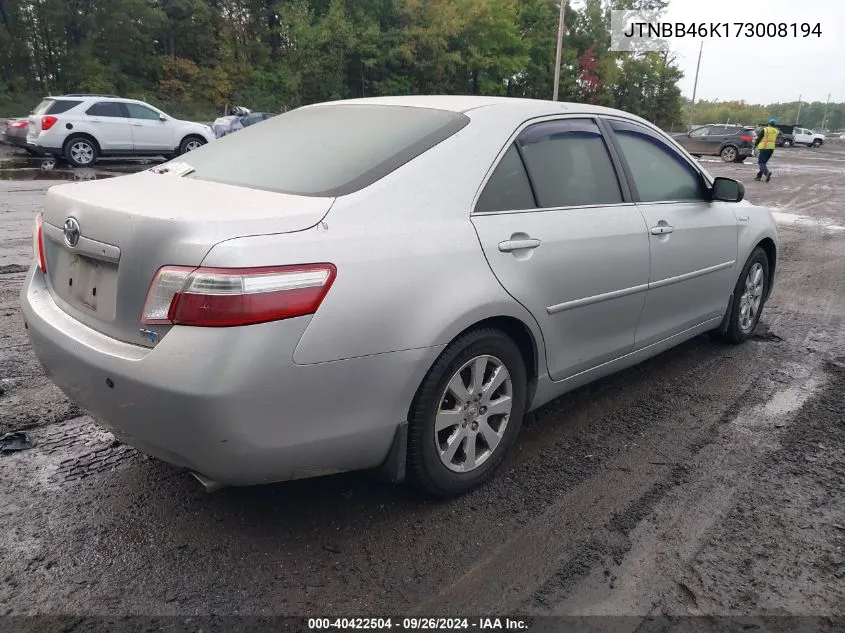 JTNBB46K173008194 2007 Toyota Camry Hybrid Hybrid