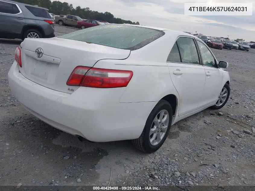 2007 Toyota Camry Le VIN: 4T1BE46K57U624031 Lot: 40429498