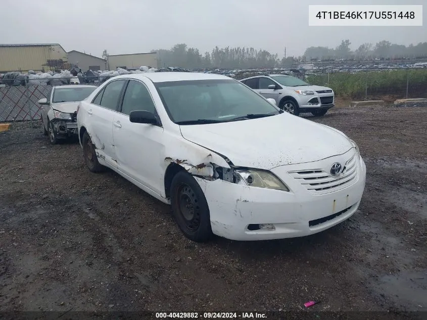 2007 Toyota Camry Ce/Le/Xle/Se VIN: 4T1BE46K17U551448 Lot: 40429882