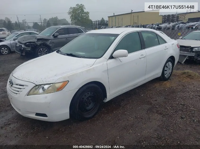 2007 Toyota Camry Ce/Le/Xle/Se VIN: 4T1BE46K17U551448 Lot: 40429882