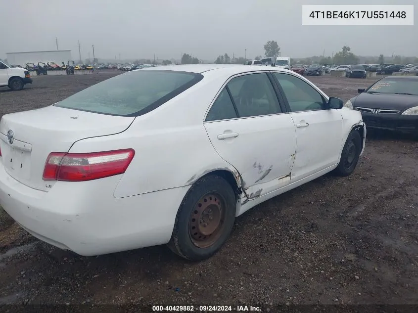 2007 Toyota Camry Ce/Le/Xle/Se VIN: 4T1BE46K17U551448 Lot: 40429882