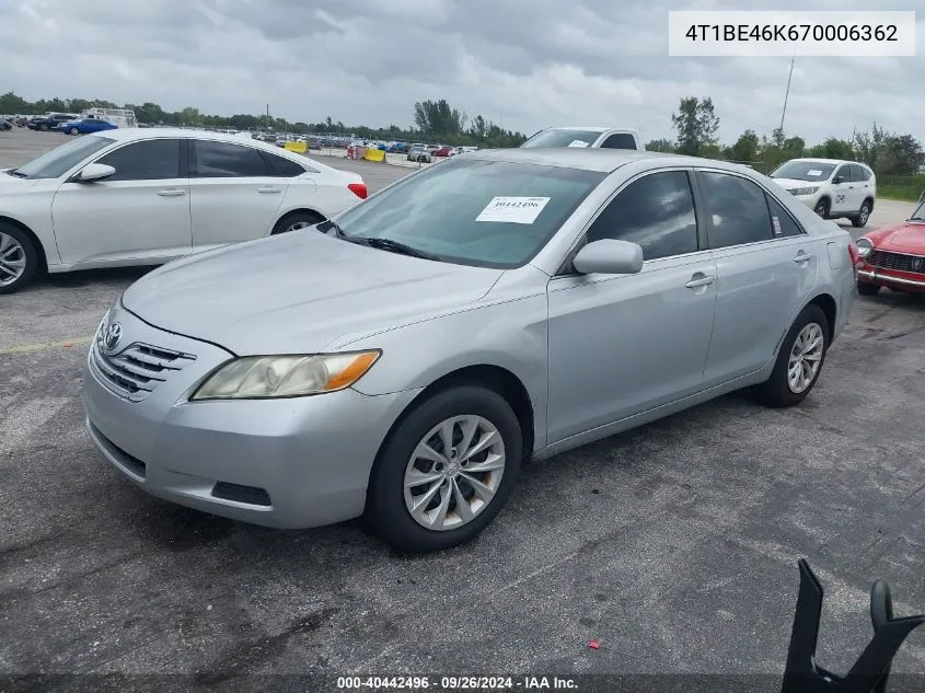 2007 Toyota Camry VIN: 4T1BE46K670006362 Lot: 40442496