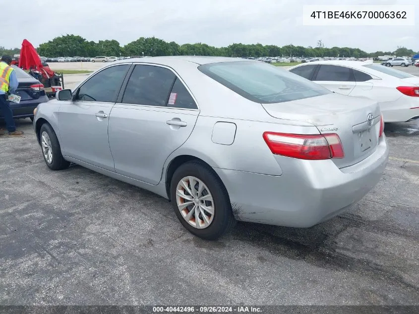 2007 Toyota Camry VIN: 4T1BE46K670006362 Lot: 40442496