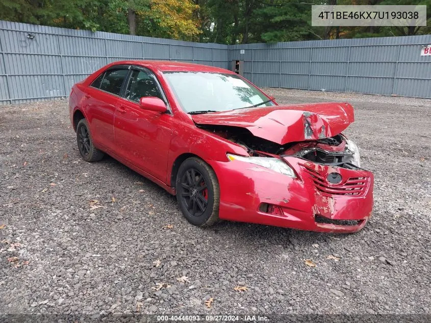 2007 Toyota Camry Le VIN: 4T1BE46KX7U193038 Lot: 40446093