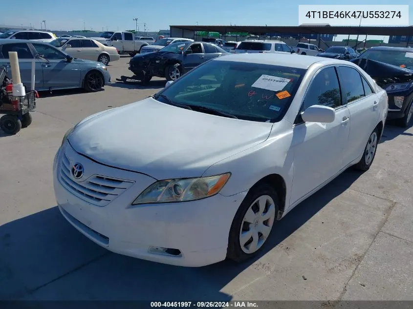 2007 Toyota Camry Le VIN: 4T1BE46K47U553274 Lot: 40451997