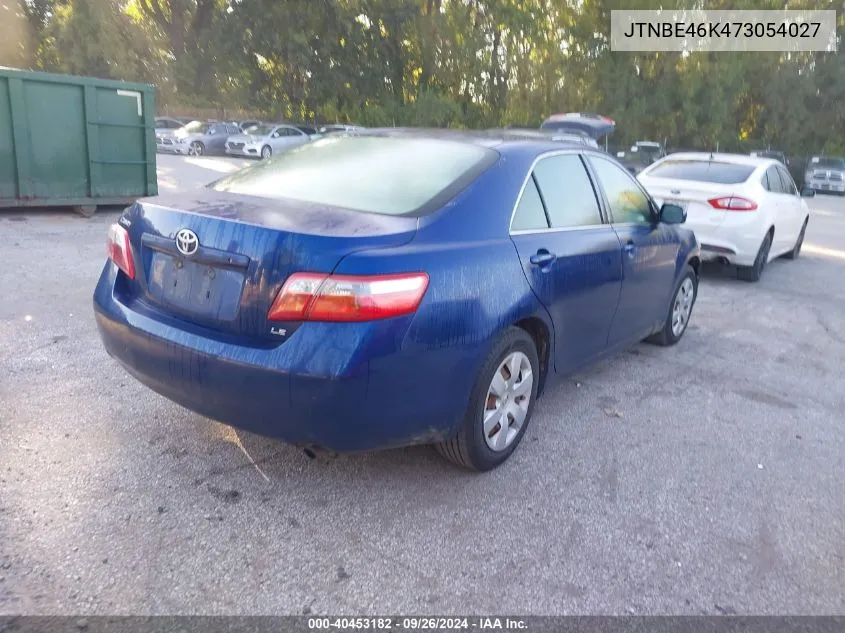 2007 Toyota Camry Le VIN: JTNBE46K473054027 Lot: 40453182