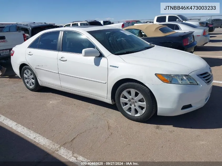 2007 Toyota Camry Hybrid VIN: JTNBB46K473003233 Lot: 40455625