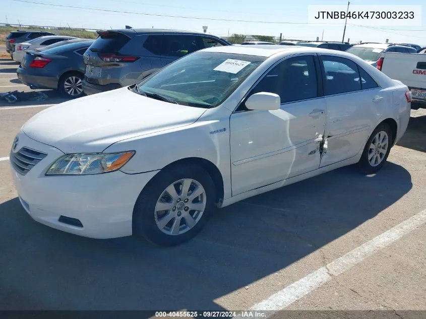 2007 Toyota Camry Hybrid VIN: JTNBB46K473003233 Lot: 40455625