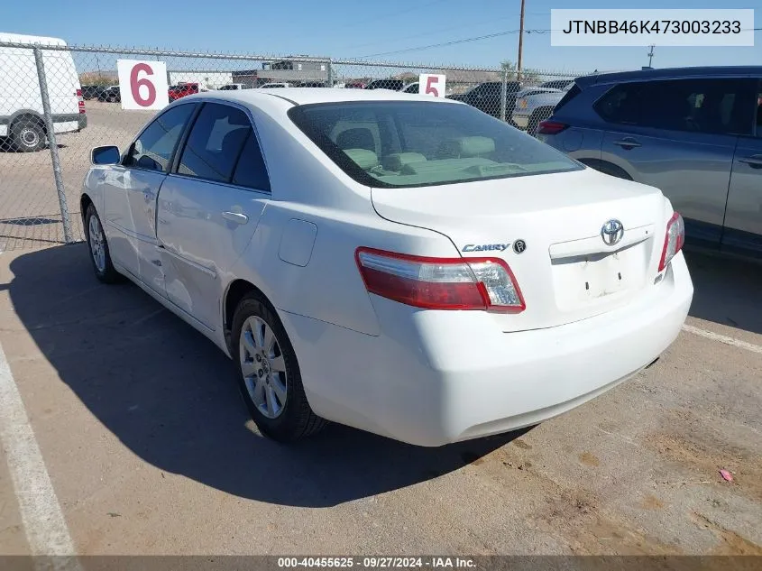 2007 Toyota Camry Hybrid VIN: JTNBB46K473003233 Lot: 40455625