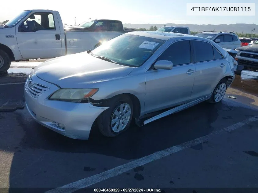 4T1BE46K17U081115 2007 Toyota Camry Xle