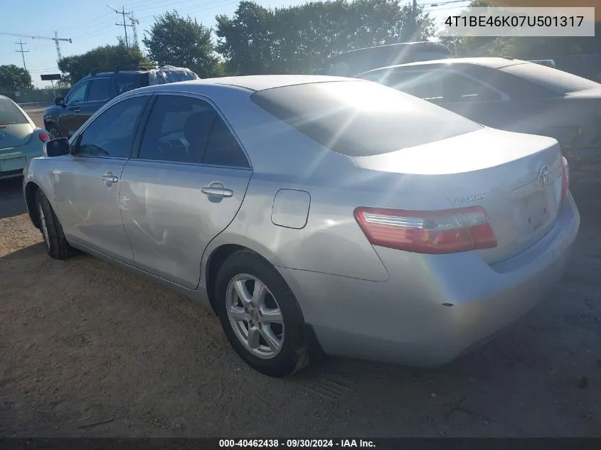 2007 Toyota Camry Le VIN: 4T1BE46K07U501317 Lot: 40462438