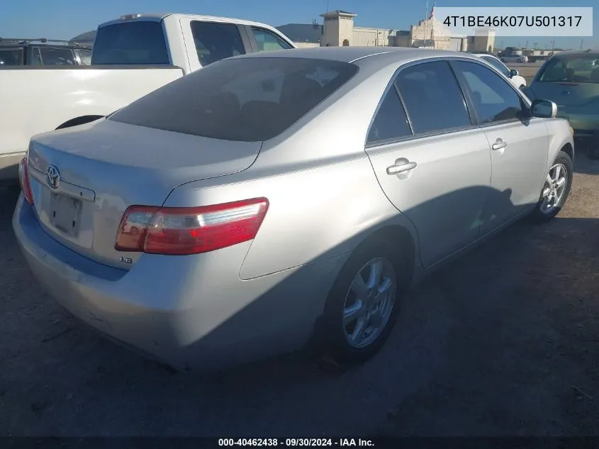 2007 Toyota Camry Le VIN: 4T1BE46K07U501317 Lot: 40462438