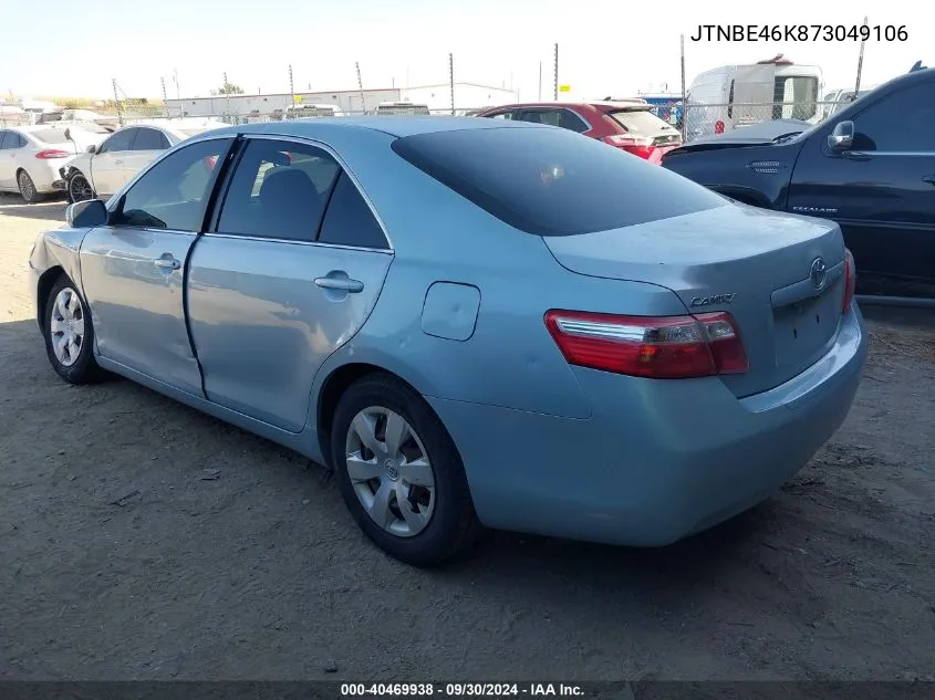 2007 Toyota Camry Le VIN: JTNBE46K873049106 Lot: 40469938