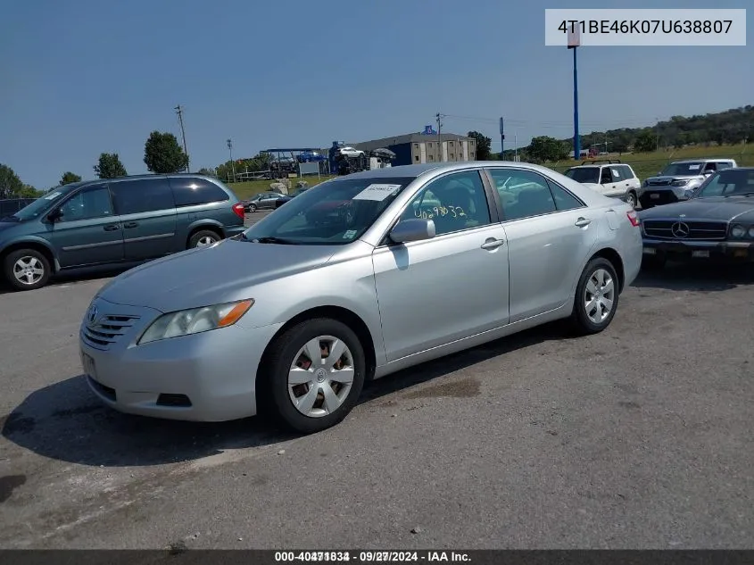 2007 Toyota Camry Le VIN: 4T1BE46K07U638807 Lot: 40471834