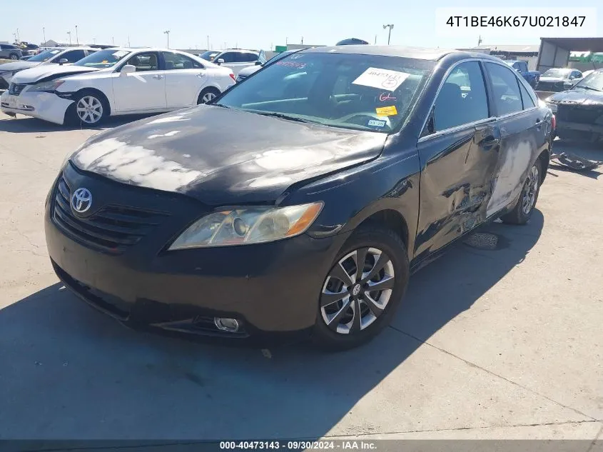 2007 Toyota Camry Le VIN: 4T1BE46K67U021847 Lot: 40473143